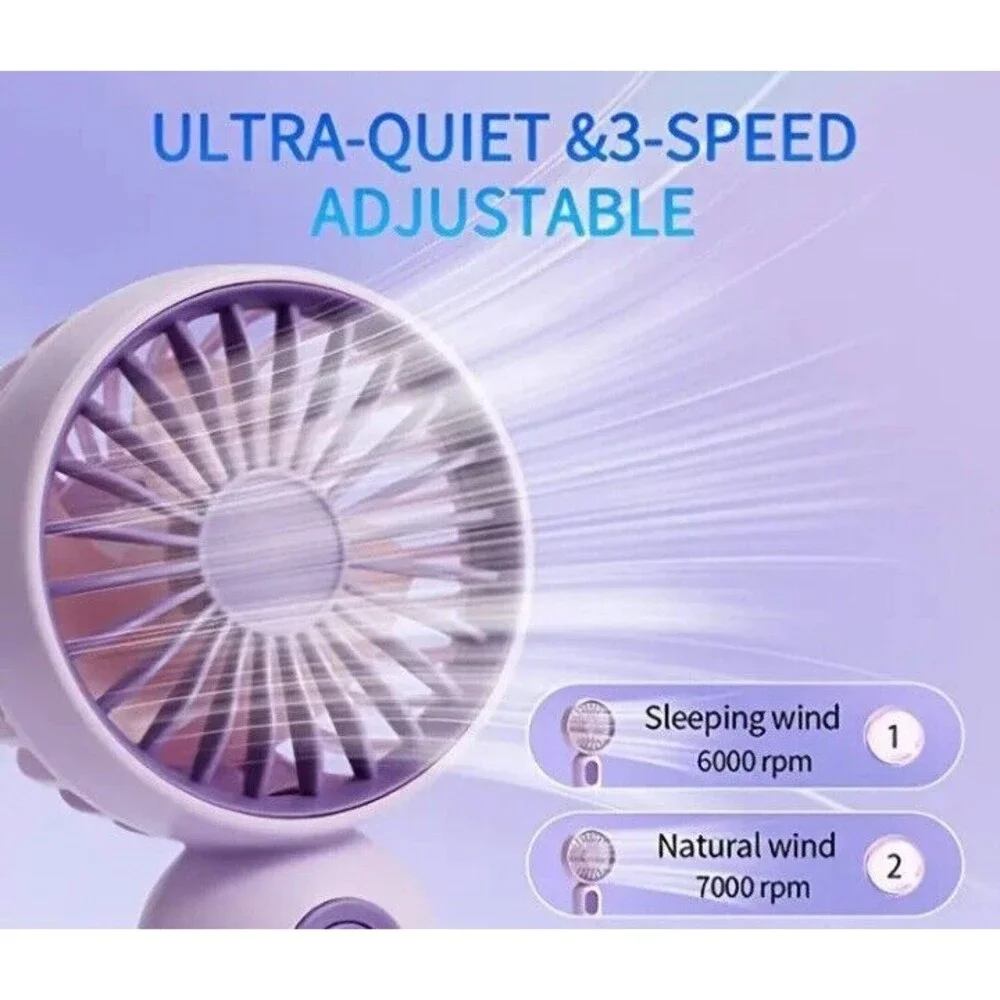 Mini (Portable Fan)-(Rechargeable)-(USB)-(3 Speeds)-(Black)-(New)-$10.00 - Picture 3 of 6